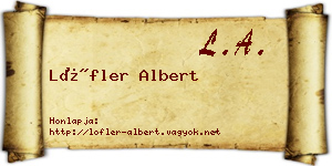 Löfler Albert névjegykártya